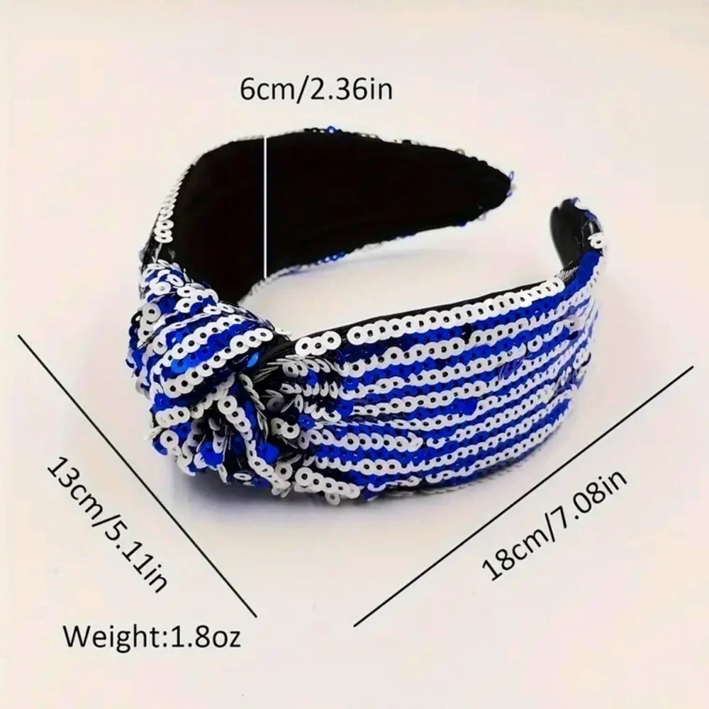 Blue and White Sequins Headband